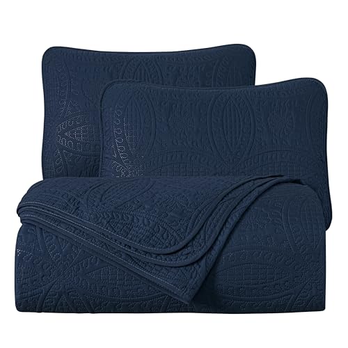 Chezmoi Collection Austin 3-piece Oversized Bedspread Coverlet Set (King, Navy) by Chezmoi Collection - Used condition - Image 9