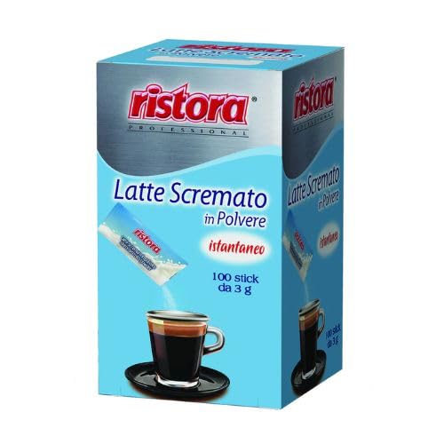Ristora Bustine Stick LATTE Scremato in Polvere istantanee - 1 Espositore 100 STICK Monodose da 3 gr - Prodotto Senza Glutine - Prodotti da servizio Hotel e Alberghi -