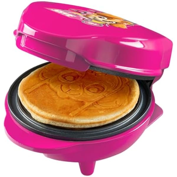 Psi Patrol Mini gofrownica ze specjalną płytką Skye rozmiar wafli Ø 10 cm idealny rozmiar dla dzieci na urodziny lub jako prezent oficjalny produkt licencjonowany kolor różowy