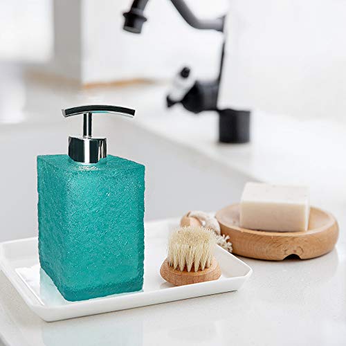Cesun Resin Soap Dispenser with Rust Proof Stainless Pump for Bathroom, 13 Oz Square Bottles Dispenser for Soap, Lotion 2 Pack (Glacier)