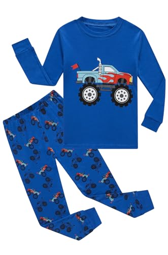 Image of Little bety Cotton 4 Piece Pajamas Boys Long Sleeve Sets Toddler Boys Pjs Kids Sleepwear Sets