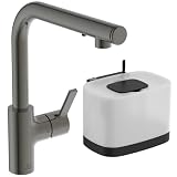Ideal Standard A7817A5 Gusto armatura kuchenna z wylewką L, wysięg 232 mm, z wbudowanym dozownikiem mydła, szara (Magnetic Grey)