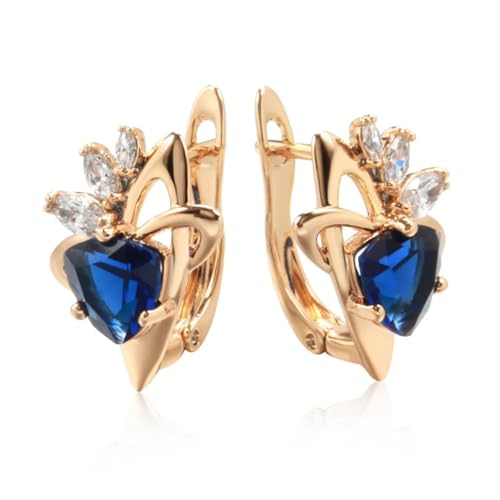 Boucles d'oreilles zircon naturel rose pour femme et lampe murale bleu foncé chic