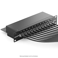 deleyCON CAT 6 Patchpanel Verteilerfeld 12 Port RJ45 - Schwarz – Ansicht 3