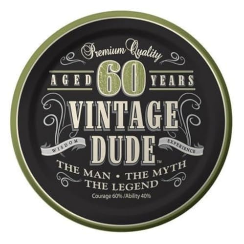 Creative Converting 24 Count Vintage Dude 60th Birthday Round Dessert Plates