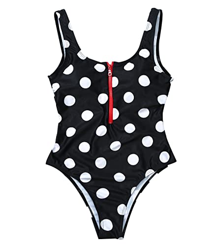 Bañador Mujer Cremallera Reductor Barriga Flores Bikini Rayas Lunares Deportivo Bikinis Monokini Bañadores Mujer Natacion Reductores Traje de Baño Mujer Swimsuits for Women Trikini Una Pieza Negro S