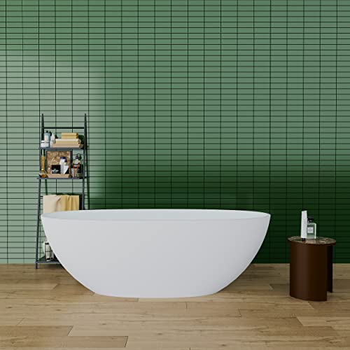 Dhpm Matte White Freestanding,Stone Resin Bathtub Modern Stand Alone Soaking Tub With Cupc Certified Slotted Overflow,65 * 29.5 #TOP6