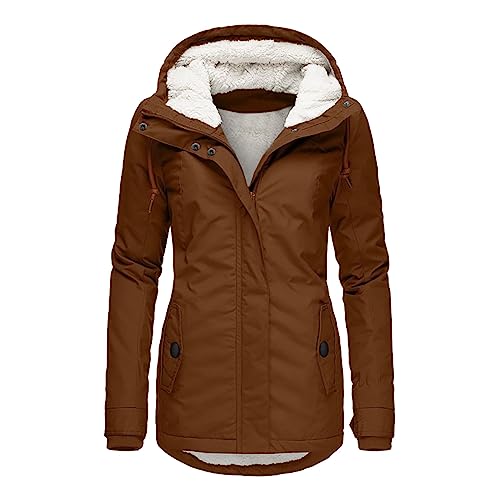 Veste d'hiver à capuche femme doublée peluche grand confort thermique XXL