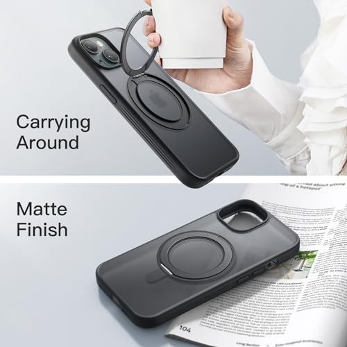 Image of JETech 360 Rotatable Ring Stand Case for iPhone 15 Plus, Black
