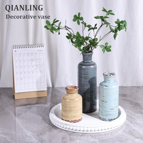 Image of Ceramic Vase Set - 3 Small Flower Vases Home Decor, Modern Rustic Farmhouse Pottery Vases for Centerpieces, Living Room, Kitchen, Shelf, Bedroom, Bathroom, Fireplace, Table Shelf and Entryway Decor