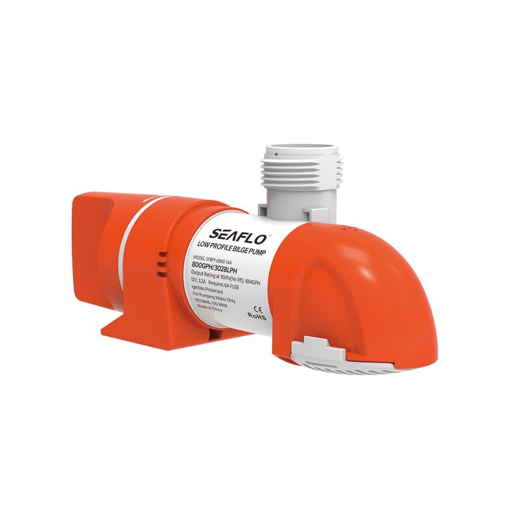 SEAFLO Automatische Bilgenpumpe Low Profile 12V - 50L/min - Elektronische Erkennung - horizontale oder vertikale Montage - Ausgang Ø 19mm - für Boot
