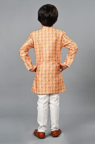 Image of AHHAAAA Kids Ethnic Silk Blend Indo-Western Sherwani Set For Boys 492MF