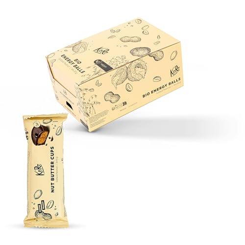 KoRo - Bio Nut Butter Cups Salted Peanut 12 x 3 x 13 g - Feinherbe Zartbitter-Schokolade - Cremiger Erdnussbutterkern - Vegan - Bio-Qualität
