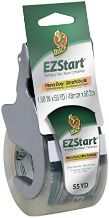 Duck EZ Start Packing Tape With One-Handed Dispenser, 1.88 Inch x 55.5 Yard, Clear, 1 Roll (1259457)