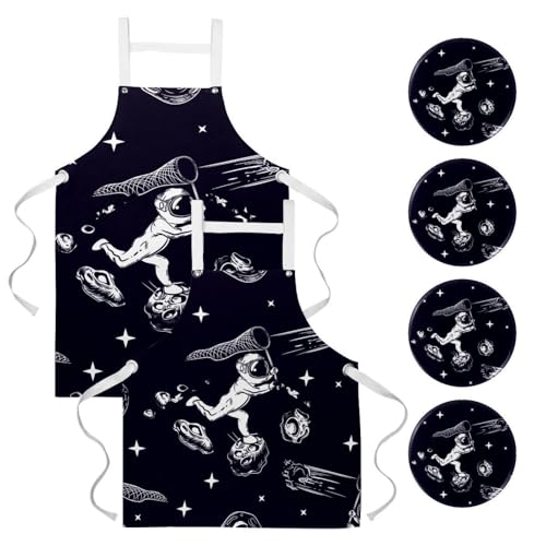 Lot de 2 tabliers de cuisine anti-taches pour le nettoyage et la pâtisserie