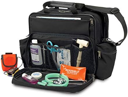Hopkins Medical Products Mini Home Health Shoulder Bag, 600D Waterproof Material, Fold-Down Compartment For Optimal Organization, Adjustable Straps, Black