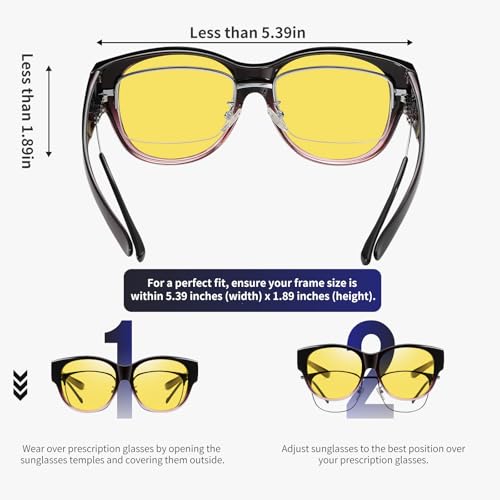 Image of GEGURI Polarized Sunglasses Fit Over Glasses for Men Women, Oversized Square Sun Glasses UV400 Protection Shades