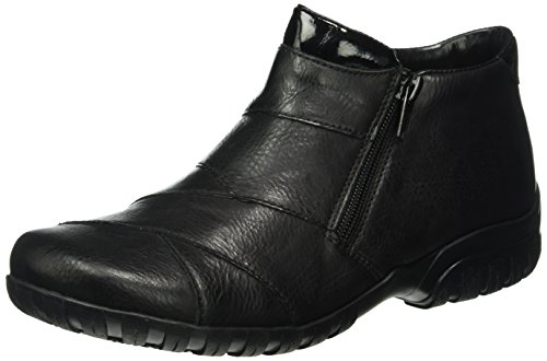 Rieker Damen Stiefeletten L4673, Frauen Ankle Boots, Woman Freizeit leger Stiefel halbstiefel Bootie gefüttert,schwarz/schwarz / 01,39 EU / 6 UK