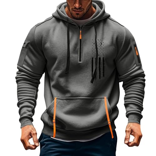 Casual Hoodies for Men Oversized Quarter Zip Pullover Tactical Hoodies QR Code Sweatshirts with Pockets