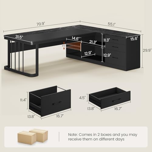 L shaped executive office desk