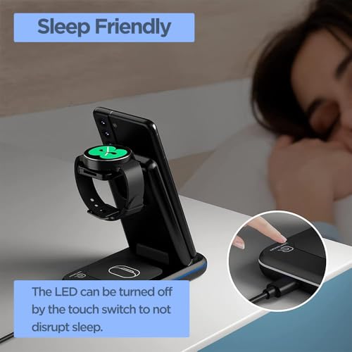 Image of UNIGEN Unidock 350 23W Foldable Fast Wireless Charger Dock for Samsung Galaxy S24 Ultra Plus S23 S22 S21 S20 Z Fold Flip 3 4 5 6 Watch 4 5 6 7 Pro Active 1 2 Galaxy Buds - Black