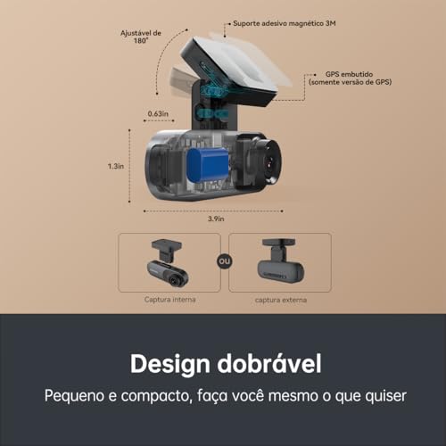 DDPAI N3 Pro Câmera Veicular Frontal e Traseira 1600P+1080P com WiFi Integrado, GPS, Sensor G Aplica