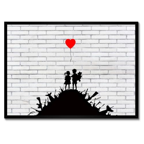 Banksy Stack of Weapons poster déco salon contemporain cadre blanc