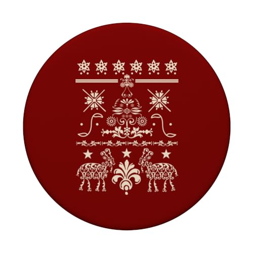 Vintage Christmas Yule Goat Retro Aesthetic Ugly Sweater PopSockets Swappable PopGrip, Black - Image 3