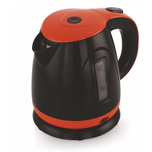 Sheffield Classic Electric Kettle 1.2 Litres Capacity, Superfast Boiling, Auto/Manual Shut-Off, Boil Dry Protection, 360? Rotating Base, Heat Resistant, Usefull for Boiling Water, Making Tea, Coffee, Soup, Noodles, Safety Lock Lid, 1200 W, Orange & Black 