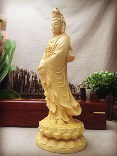 Estatua Quan Yin Diosa de la Compasión en Madera miniatura 3
