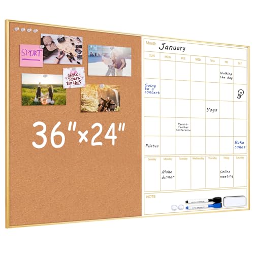 ARCOBIS Dry Erase Calendar with Cork Board, 36