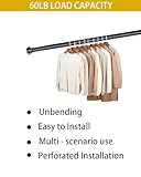 Wardrobe Rail,Extendable Wardrobe Pole 45-130cm,Adjustable Heavy Duty Clothes Rail Pole, Black Telescopic Closet Hanging Rail for Wardrobe,Balcony,Bathroom - Image 5