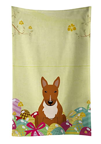 Caroline's Treasures BB6134KTWL Easter Eggs Bull Terrier Red Kitchen Towel Dish Cloths Guest Hand Towel Decorative Bathroom Towel for Face,Tea, Dishcloth, Kitchen and Bath
