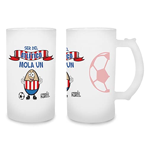 Jarra de cerveza Ser del Atletico mola un huevo. Cristal esmerilado de primera calidad AAA. 80 x 150 mm. 500 ml