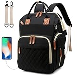 Hushco Lightweight Baby Changing Bag Unisex Backpack Nappy Bags Diaper Travel Bag for Mom and Dad | Pacifier Holder | Stroller/Pram Straps | USB Port (Black
