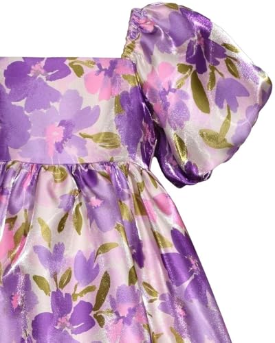 Bonnie Jean Girls Size 2T-16 Floral Satin Puff Sleeve Party Dress2
