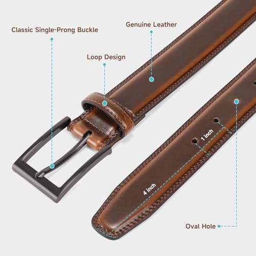 GAEKEAO Mens Dress Belt Genuine Leather Belts for Men 1 1/4" Mens Belts For Suits Jeans Uniform with Single Prong Buckle4