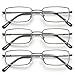OKH 3 Pack Stainless Reading Glasses 2.50, Metal Frame Blue Light Blocking UV Protection Readers for Men