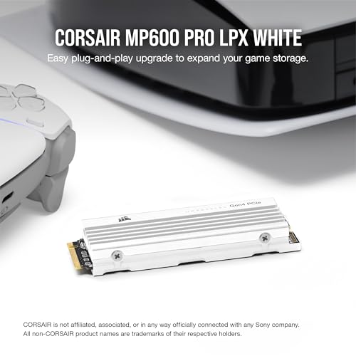 Corsair MP600 PRO LPX 4TB M.2 NVMe PCIe x4 Gen4 SSD - Optimized for PS5 (Up to 7,100MB/sec Sequential Read & 6,800MB/sec Sequential Write Speeds, High-Speed Interface, Compact Form Factor) White by Corsair - Image 2