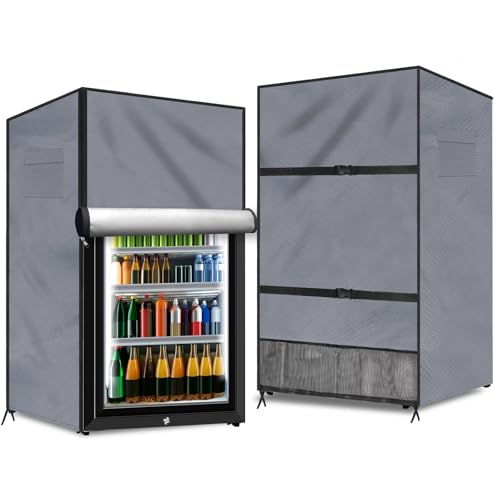 Coldairsoap Outdoor Refrigerator Cover Outdoor Dustproof Freezer Covers for Protecting Upright Freezers/Beverage Refrigerator Compact 3.0 Cubic Foot Freezer (Silver-22" x 23" x 34")