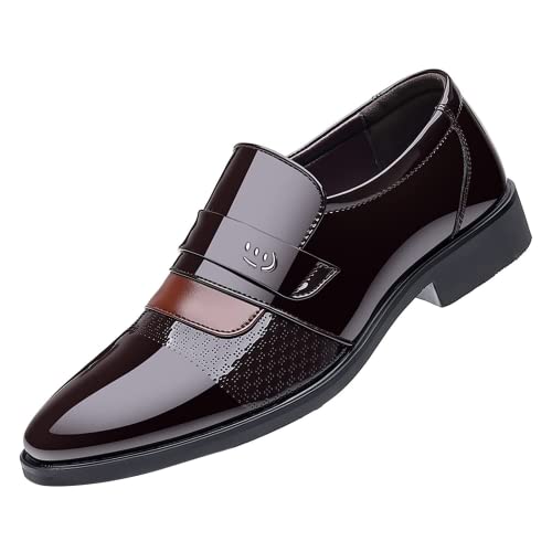 BORAMAX Men's Dress Shoes Slip-On Loafers Formal Wedding Shoes for Men Fashion Metal Strip Decoration Business Suit Shoes