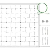 Volleyball Net Outdoor Indoor with Upgraded Weather Resistance Steel Cable Pro Volley Ball Net Replacement,Portable for Backyard,Pool,Beach,School,Official Size 32x3FT(Net Only) (White)
