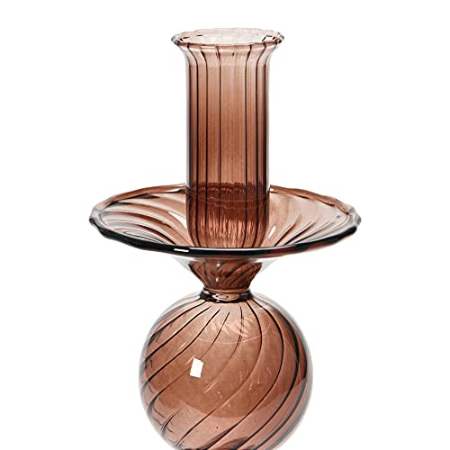 Bloomingville Embossed Glass Single Taper Candle Holder, Natural #TOP2