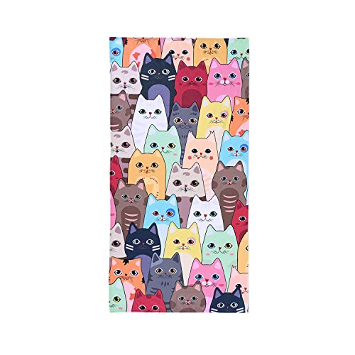 Livilan Small Cute Kitten Cat Microfiber Beach Towel, Soft Absorbent Quick Dry Sand Free Thin Lightweight Beach Towel, Multipurpose Cat Bath Bathroom Shower Pool Swimming Towels Cat Gift 24X48 #TOP5