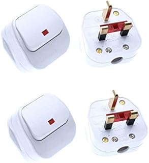 SUPERTOOL 3 Pin Switched Mains Plug White with Big Swtch Neon Indicator Light for Home, Workplace-4pcs