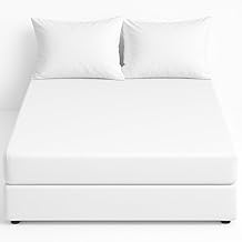 100% Egyptian Cotton 40CM/16 Extra Deep Fitted Sheets (White, Double + pillow pair)
