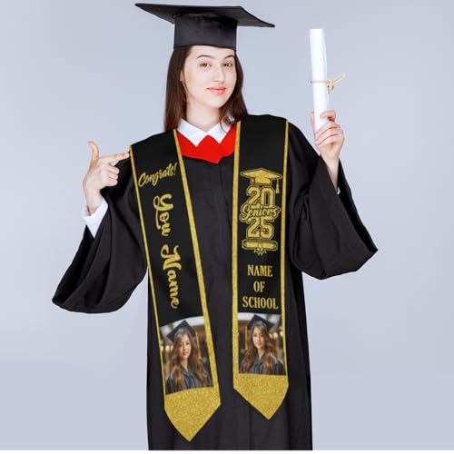 Stand Out on Graduation Day, American Flag Sash 2025, Custom Mexican Graduation Sash, Stoles Class of 2025 Congratulation Gifts with Photo.4