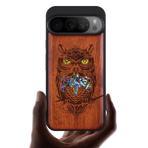Coque Pixel 9 Pro XL en bois gravé luxe et nacre Carveit