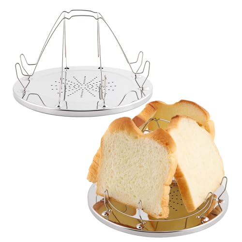 2 Stücke Camping Toaster für Gaskocher, 4 Scheiben Camping Toaster mit Faltbarem, Edelstahl Faltbarer Toastablett für Gasherd, Outdoor, Picknick, Reisen, Wohnmobile