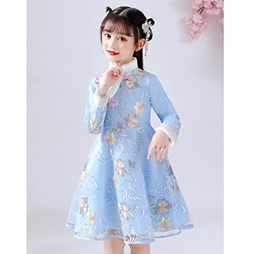 Vestidos Hanfu de fada para bebês e meninas para calendário chinês de ano novo forrado com lã roupa